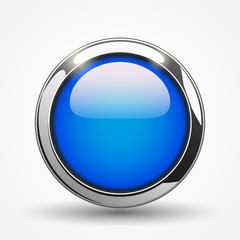 Blue brilliant round web button, vector design