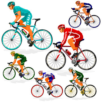 National Cyclist  of Brazil,Denmark,Ireland,Italy,Japan,Netherlands on transparent background
