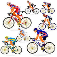 Naklejka premium National Cyclist of Costa Rica,Croatia,Cuba,England,Israel,Norway,Ukraine on transparent background 