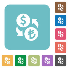 Flat Dollar Lira exchange icons