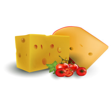 Ароматный вкусный сыр с чили и петрушкой на белом фоне,изолированный