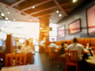 Printed roller blinds Restaurant Customer in restaurant blur background with bokeh