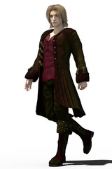 Fototapeta premium 3d render of young handsome man in baroque style outfit isolated on white