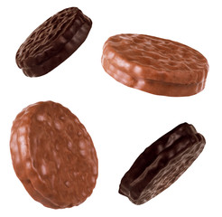 Chocolate cookies set isolated on the white background