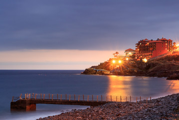 Obraz premium Canico de Baixo Resort at night with long exposure, Madeira, Portugal, Europe