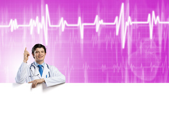 Doctor with banner