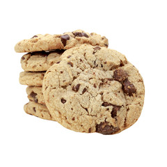 Chocolate chip cookies isolated on white background