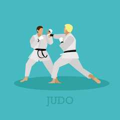 Vector set of martial arts people silhouette. Sport fighters positions illustration.