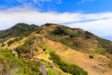 Fototapeta na wymiar View from Pico do Facho viewpoint over the Machico valley, Madeira, Portugal