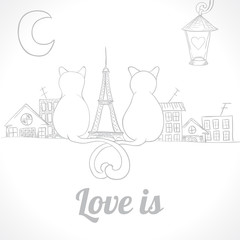 Sitting cats bright invitation