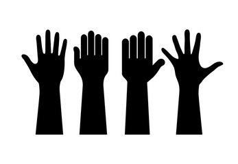 Obraz premium Human raised hand silhouette