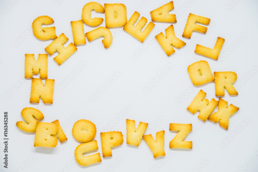 Aufkleber alphabet cracker with space in the middle on white background