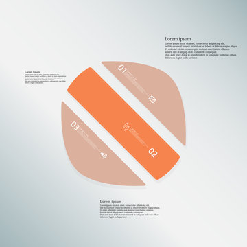 Circle illustration template consists of three orange parts on blue background