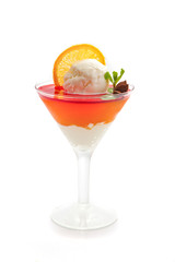 dessert of ice cream and fruit jelly