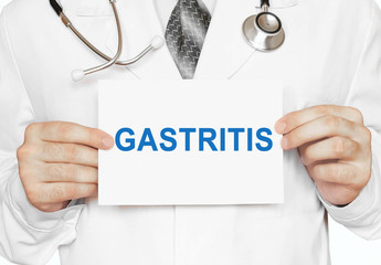Gastritis card in hands of Medical Doctor