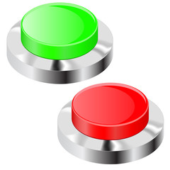 Green and red push buttons with chrome frame