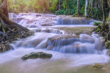 Flash flood in Waterfall at Tat Kuang Si Luang prabang, Laos