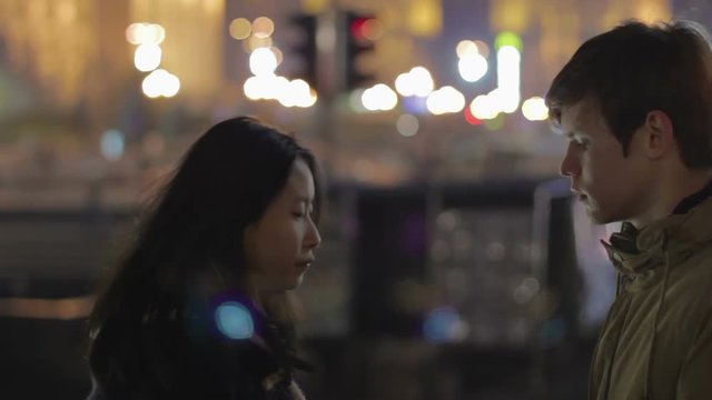 Serious conversation between two lovers, relationship and break-up, hard times