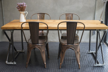 Modern desks with cement wall