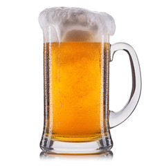 Frosty glass of unfiltered beer isolated on a white background.