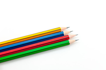 Colorful Pencil  in fist   power of written word on white background