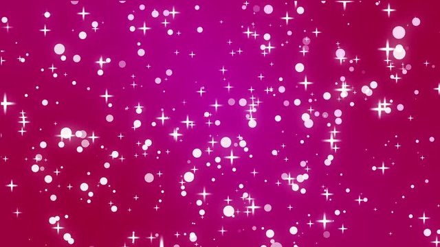 Sparkly stars and light particles moving across a purple red pink gradient background