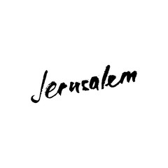 Fototapeta na wymiar Jerusalem greetings hand lettering. Calligraphy