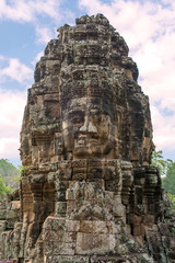 Fototapeta premium Bayon Castle or Prasat Bayon Khmer temple at Angkor in siem reap