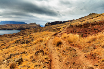 Trekking path at Ponta de Sao Lourenco, Madeira, Portugal