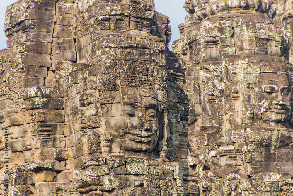 Wall mural Bayon Castle or Prasat Bayon Khmer temple at Angkor in siem reap