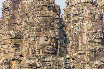 Bayon Castle or Prasat Bayon Khmer temple at Angkor in siem reap