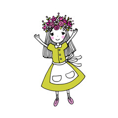 Beautiful little girl in a wreath.