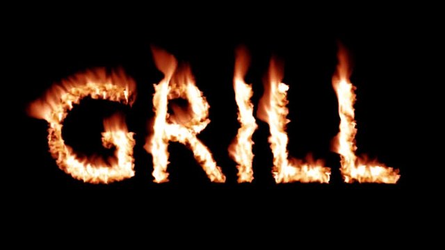 Grill Hot text brand branding iron flaming heat flames overlay 4K
