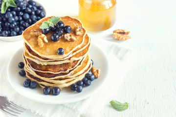 Homemade pancakes with blueberry