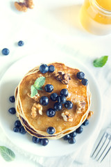 Homemade pancakes with blueberry