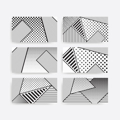 black and white pop art geometric pattern set 
