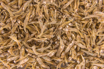 Dried Small fish anchovies used in Asian cuisine