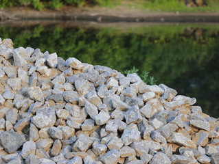 Washed gravel used at the construction site for the  of road transport interchanges in Moscow