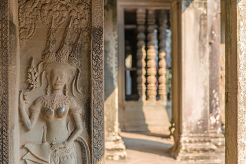 Bayon Castle or Prasat Bayon Khmer temple at Angkor in siem reap