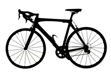 Silhouette of a road bicycle. Studio shot