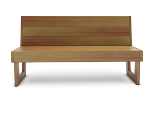 Wooden cedar bench on the white