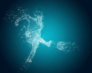 Abstract Football players in action. Crystal ice effect