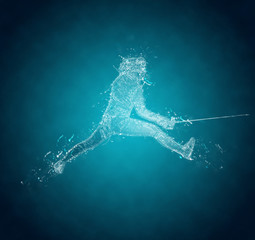Abstract Sabre Fencer. Crystal ice effect