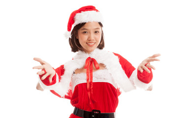 Asian Christmas Santa Claus girl  isolated on white background