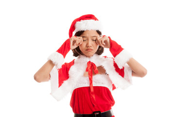 Obraz premium Asian Christmas Santa Claus girl cry isolated on white background