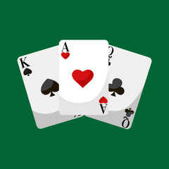 Playing Poker Cards Vector illustration, win gambling casino icon, risk and play poker, isolated cards deck