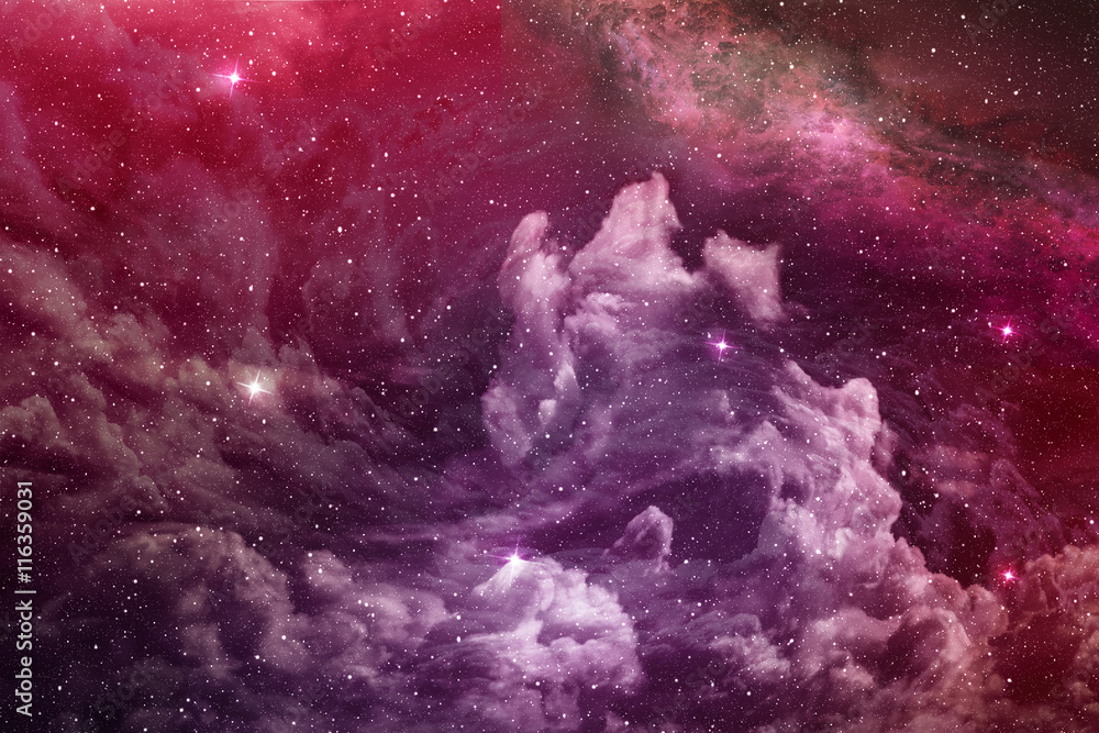 Wall mural purple nebula and cosmic dust in deep space