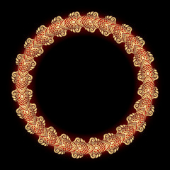 Round vector golden heavy thick frame on a dark background for your design.