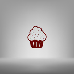 Flat paper cut style icon of cake