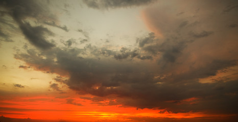 Dramatic sky with stormy clouds.
